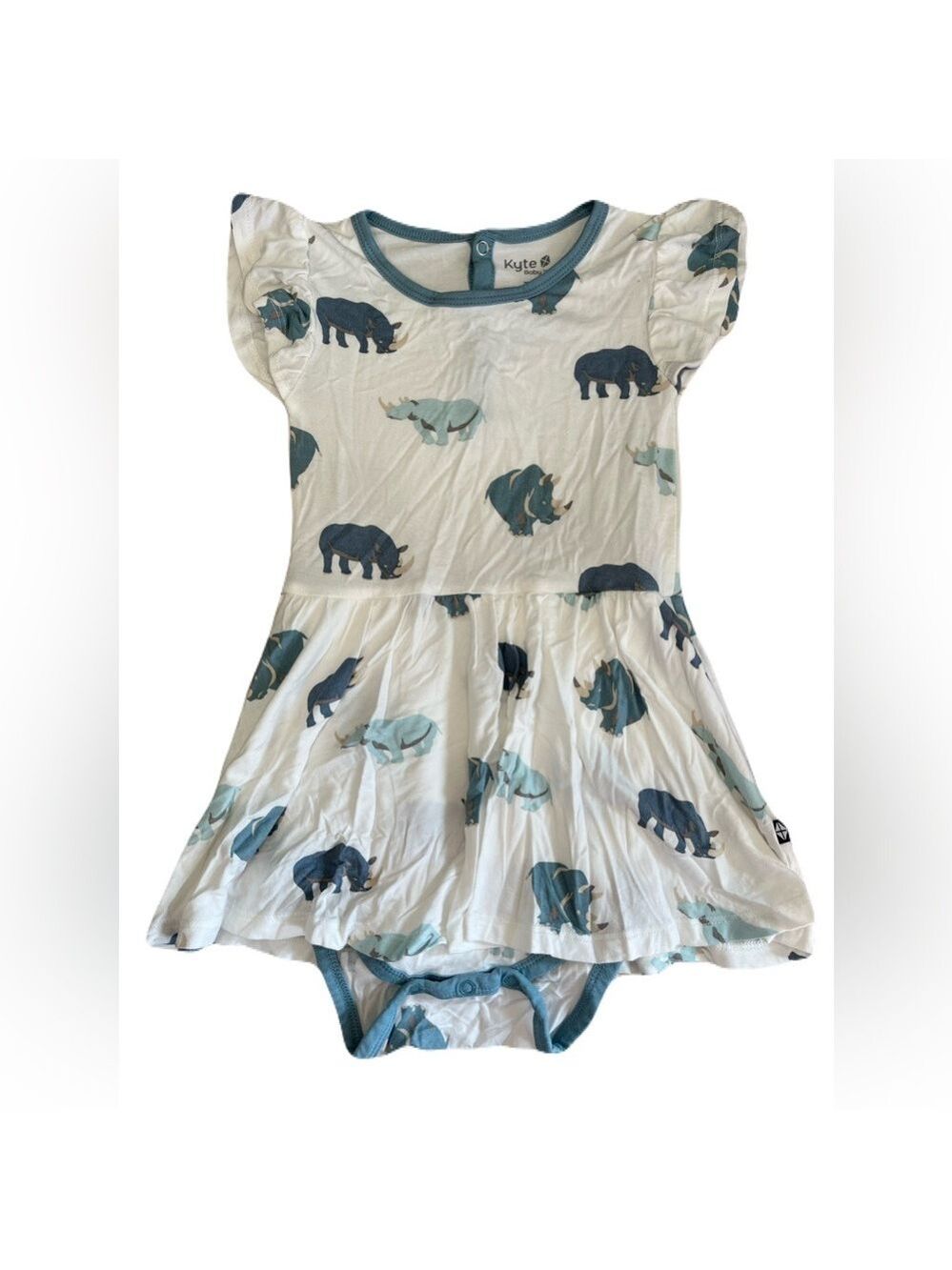 Kyte BABY Rhino‎ Print Dress in Blue and White